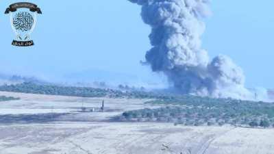 A massive explosion is caused by a slow-moving Syrian Jihadist VBIED. (Syria ~2015)