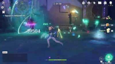 You can smash mobs into the ground for incredible damage using this Jean-Venti Combo!