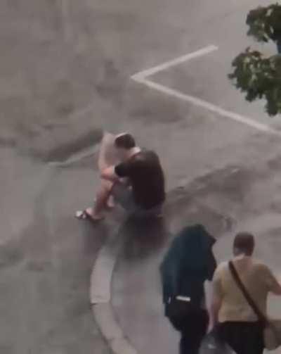 Russian people meet cool autumn rain after months of abnormal heat