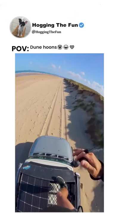 A guy lands on top of his buddy's truck while parasailing, and starts laughing like a child