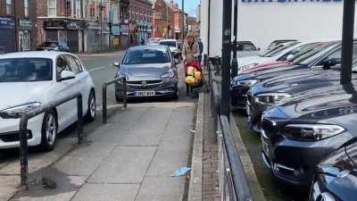 Another one jumps the curb