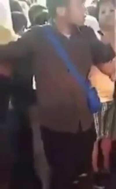 Standing too close to a closing train door. WCGW?