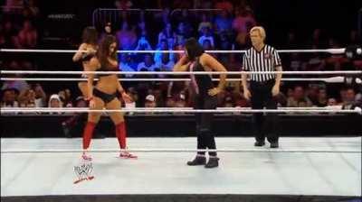 Aksana telling Nikki Bella that she will crush her