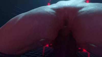 Giant anal dildo machine animation