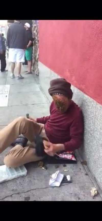 Homeless Man Slapped with Human Feces