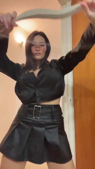 i like to put up a little fight but if you're big and strong you'll be reaching up my skirt in no time..