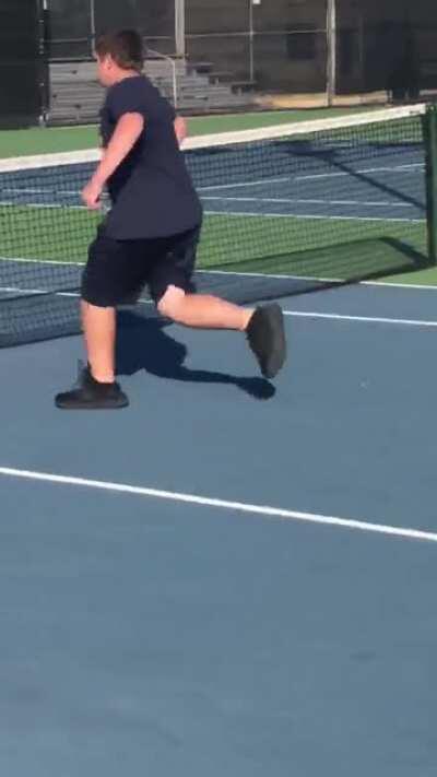 Jumping over a tennis net