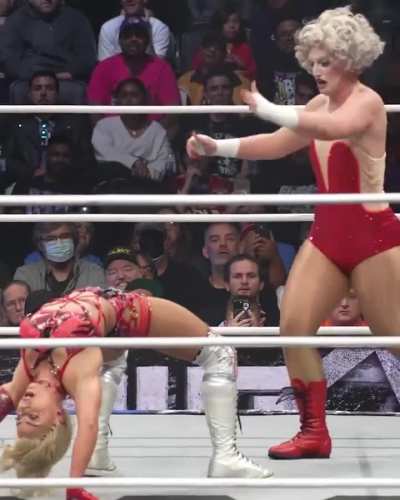 Toni Storm stomps Thekla's spider (alternate angle)