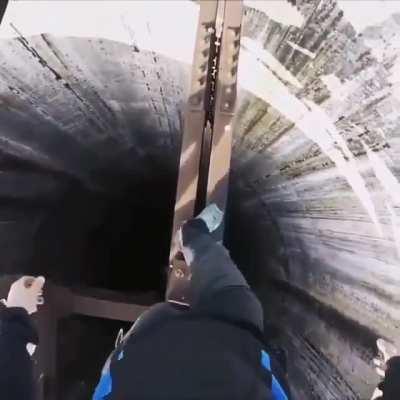 HMRB while I walk across this abandoned nuclear plant tower at a really high altitude