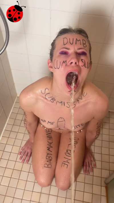 Mouth open to catch your pee