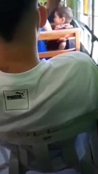 The mother quickly teaches the child not to offend others