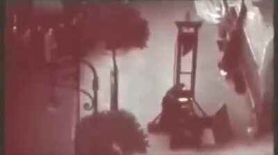 Serial killer, Eugen Weidmann publicly executed by guillotine, june 17 1939. Unknown to authorities, film of the execution was shot from a private apartment adjacent to the prison. The 