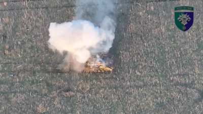 Russian BMP is destroyed by six Ukrainian FPV kamikaze drones in quick succession. April 2025