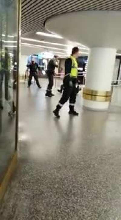 Finnish security dealing with a knife wielding maniac