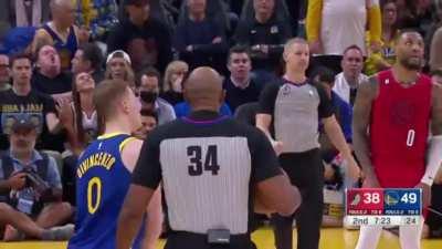 [Highlight] Donte DiVincenzo got a transition dunk taken away because the refs called a 24-second violation on the Blazers to stop the ball when he had very clearly stolen the ball before the clock expired
