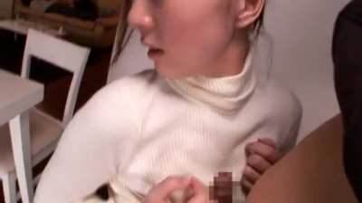 DV-1277 White Turtleneck Sweater Titfuck