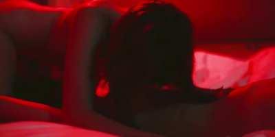 Carla Gugino and Gaite Jensen nipple sucking 69 in Leopard Skin