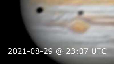 Rapid storm activity to the left of Jupiter's great red spot. Maybe an impact?