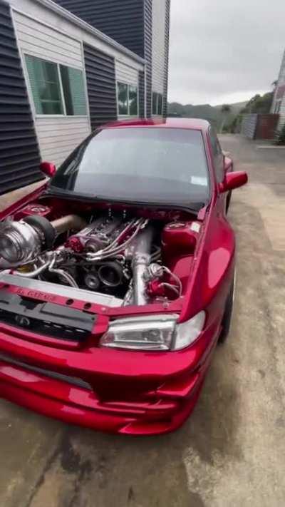 Good morning. Here is a 1200hp single turbo 2JZ powered 1995 Subaru WRX wagon just idling away. Have a great day.
