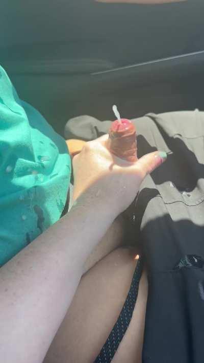 I couldn’t wait until we made it to his place to drain his balls. Want to see the whole video?