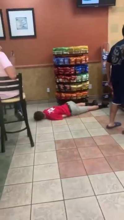 Knocks out guy at subway and orders food like it never happened.