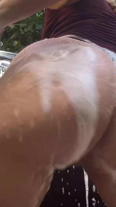I got way more soapy and wet than my car did