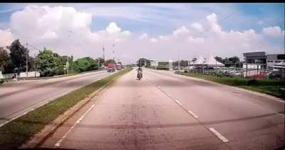 A bizarre accident. Difficult to say how badly this guy was injured, perhaps just cuts.