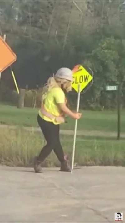 I think she might’ve been in love with that stop sign…