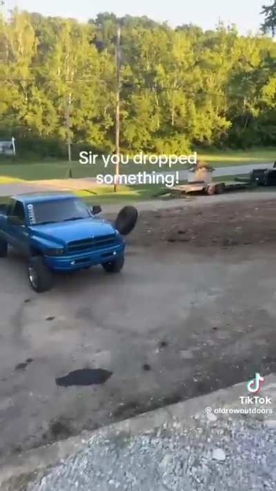 A tire truck takes a detour