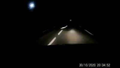 this happened 2 hours ago (Paris time) could see anything with the other's people headlight... (he was on the road when my friend & I saw him)