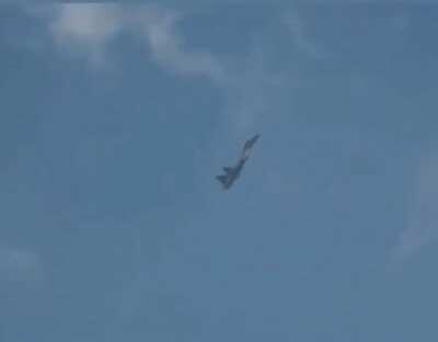 Russian Jet defying gravity by using a manuvering technique called 