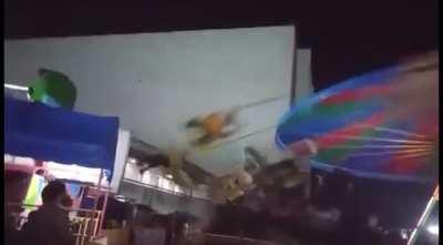 Boy gets thrown off of a chair swing ride attraction when a broken lock opens in his seat at an amusement park in Uradaneta City, Pangasinan province, in the Philippines. He survived but is now missing a lung.