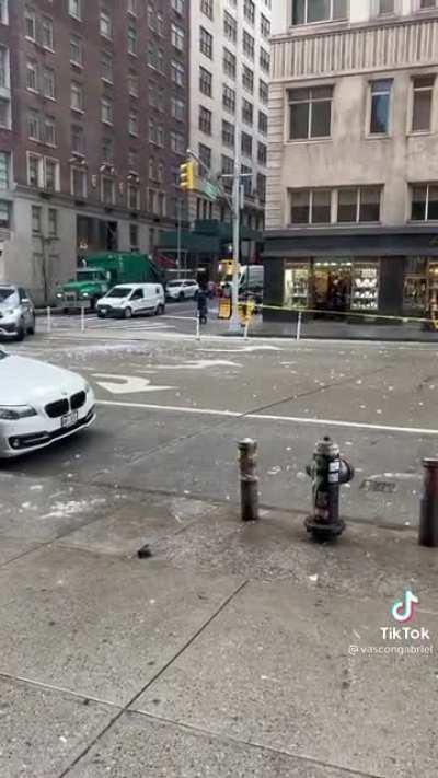 ice falling off building in New York