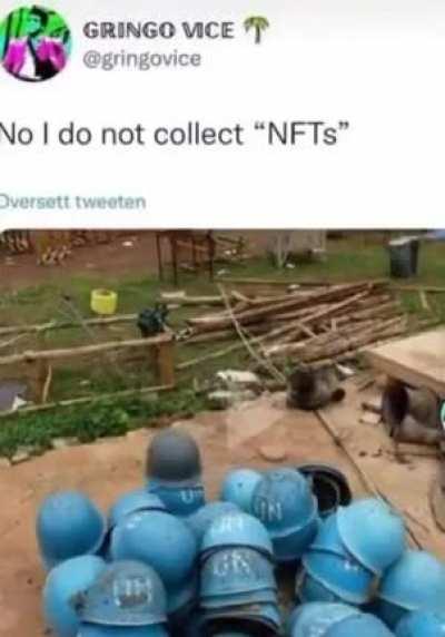 The blue helmet makes contrast with the florest