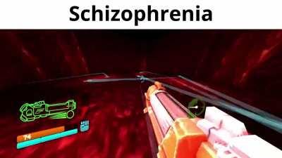 Me fighting the hardest boss of the game (the voices)