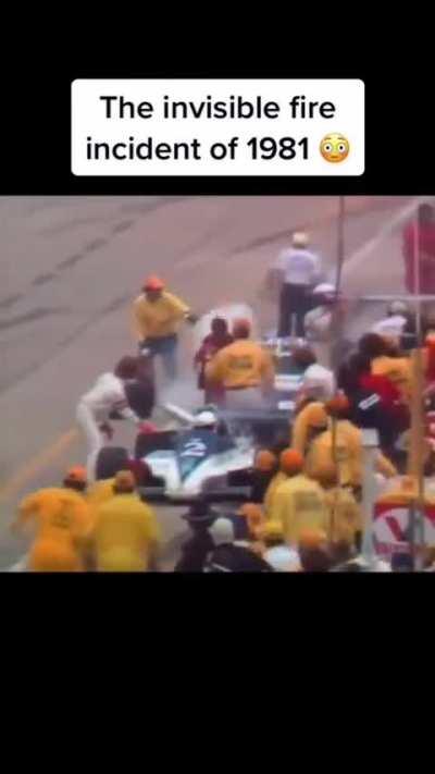 PIT CREW ENGULFED BY INVISIBLE FLAMES 