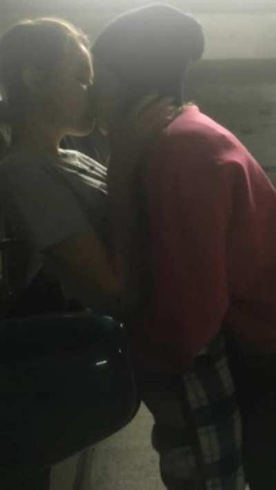 Friends having fun on the parking lot