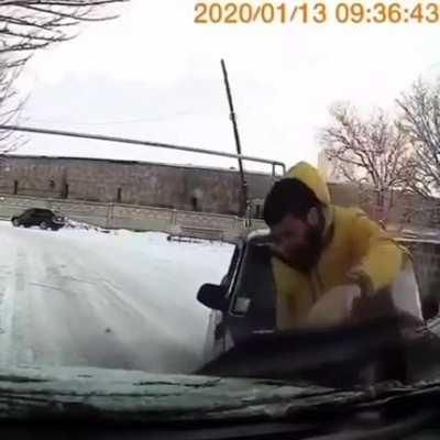 Idiot or snow driving wrong..