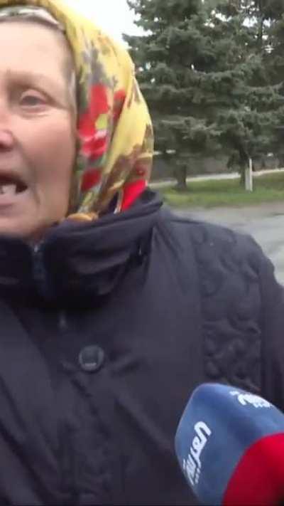 Babushka from liberated territory: I outlived Stalin, I will outlive Putin! (followed by many cursewords)