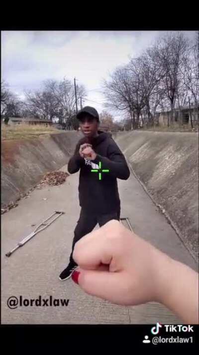 Interacting with a buggy NPC in Night City