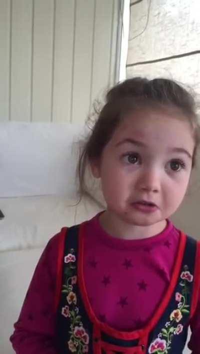Lovely little girl learns that meat comes from animals