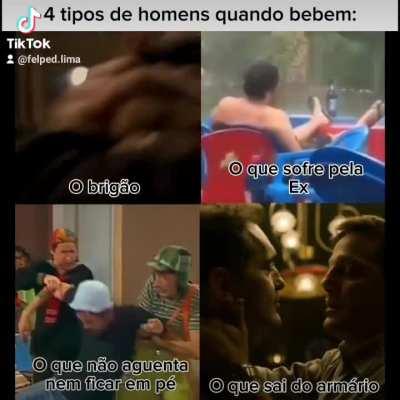 4 tipos de homens quando bebem: