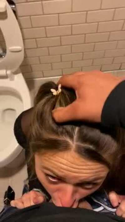 Public bathroom deepthroat