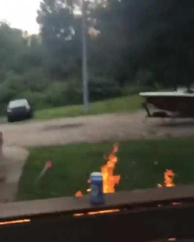 Homemade flamethrower hi-jinx