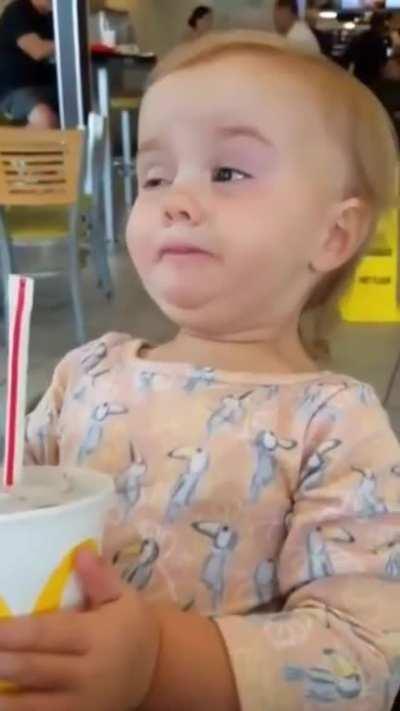 Trying a carbonated drink for the first time