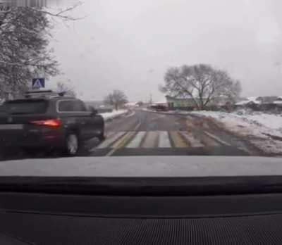 Crossing guard turns hero saving childs life from piece of shit driver.