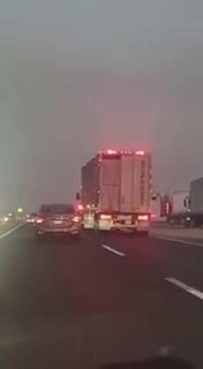 Semi-truck crashes after refusing to let cars pass