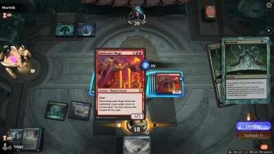 The ol' turn three kill on a mulligan to five with counter-magic back-up. Historic is a silly place. Decklist in comments.