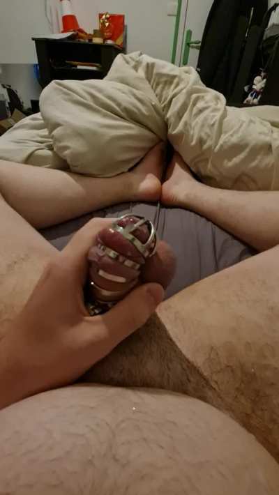 My first ejaculation in a cage! I've improved a lot since then 😉