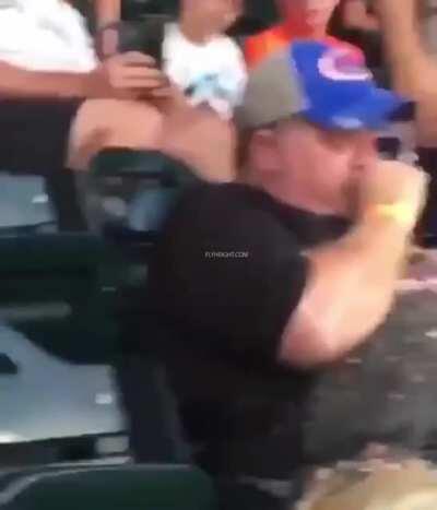 Baseball fan cannot stop puking all over himself